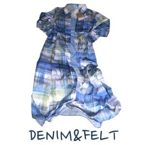 IBlues Women’s Plaid Button Down Sheer Dress w/ Slip Dress Underneath | NEW/NWT